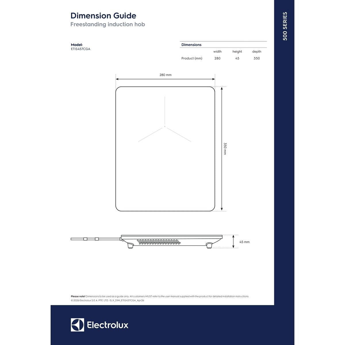 Electrolux ETIS457CGA Slim Induction Cooker 500 Series with Free Pot