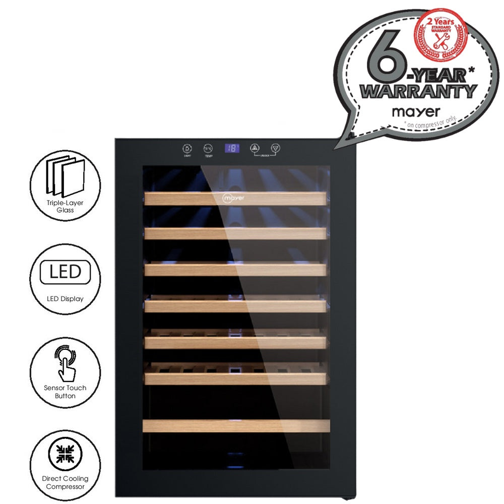 Mayer MMWC48MAG Wine Chiller Triple Glass with Anti-UV 48 Bottles