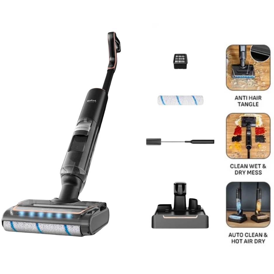 Tefal GF5736 X-Clean 7 Wet & Dry Handstick – 2-in-1 Vacuum & Wash, 180 Lay-Flat, Self-Clean + Hot Air Dry, Powerful 250W