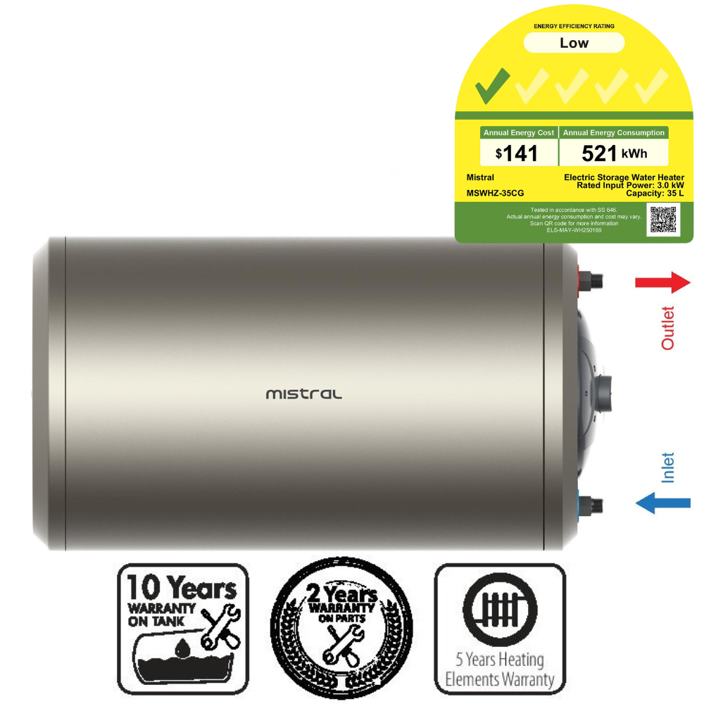 Mistral MSWHZ-35CG Storage Water Heater 35L