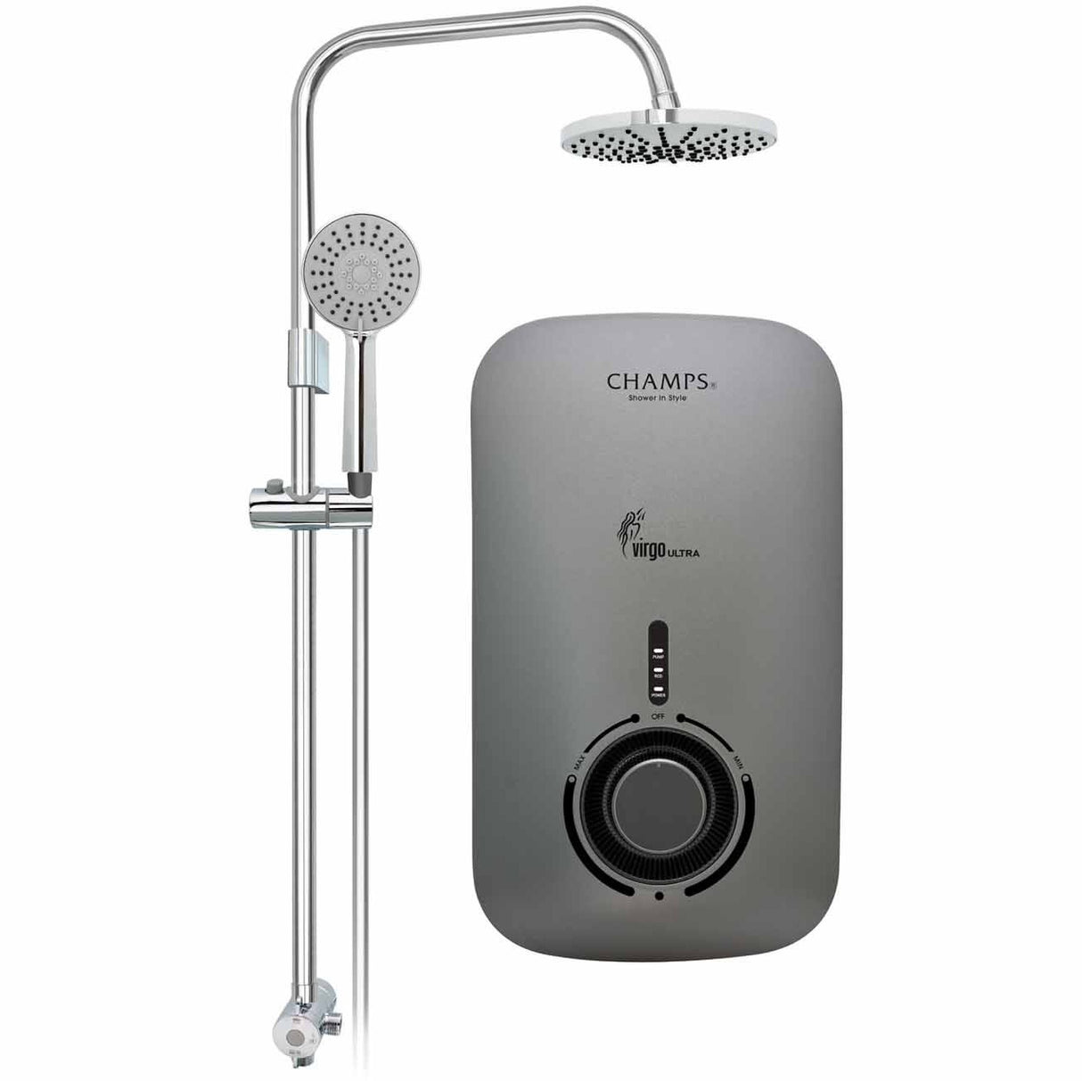 Champs Virgo Ultra Rain Shower Instant Water Heater DC Booster Pump