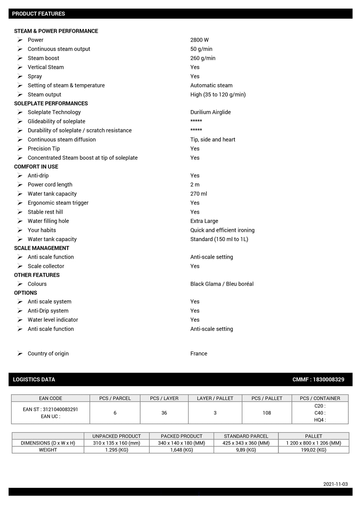 Tefal FV6832 Steam Iron Ultragliss Plus 2800W