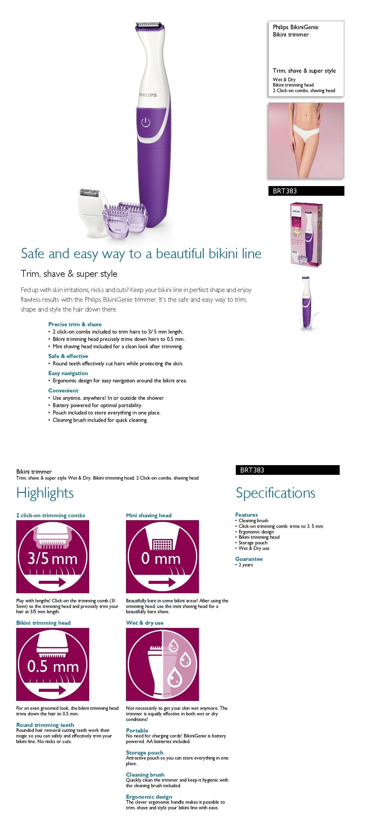 Philips BRT383 BikiniGenie Bikini Trimmer