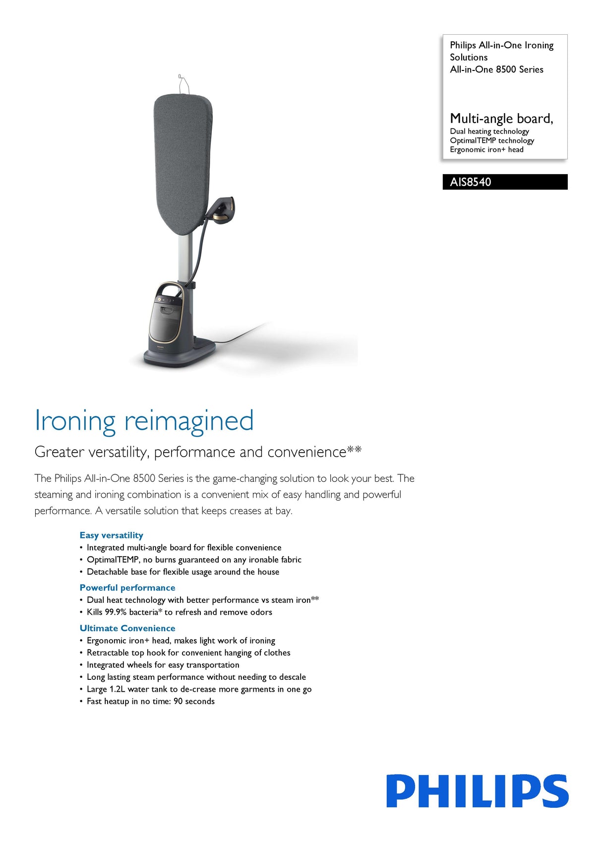 Philips AIS8540/80 All-in-One Ironing Solutions All-in-One 8500 Series