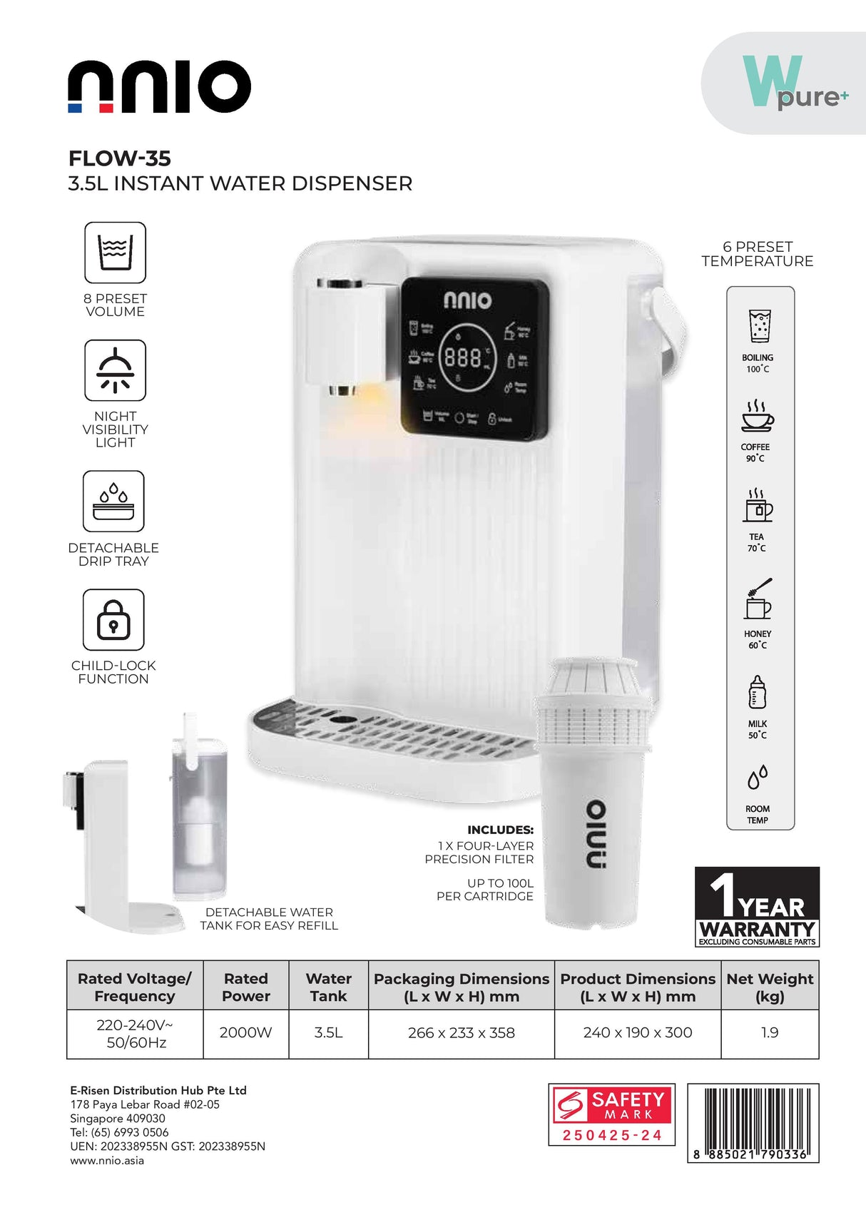 NNIO FLOW-35 Instant Water Dispenser 3.5L