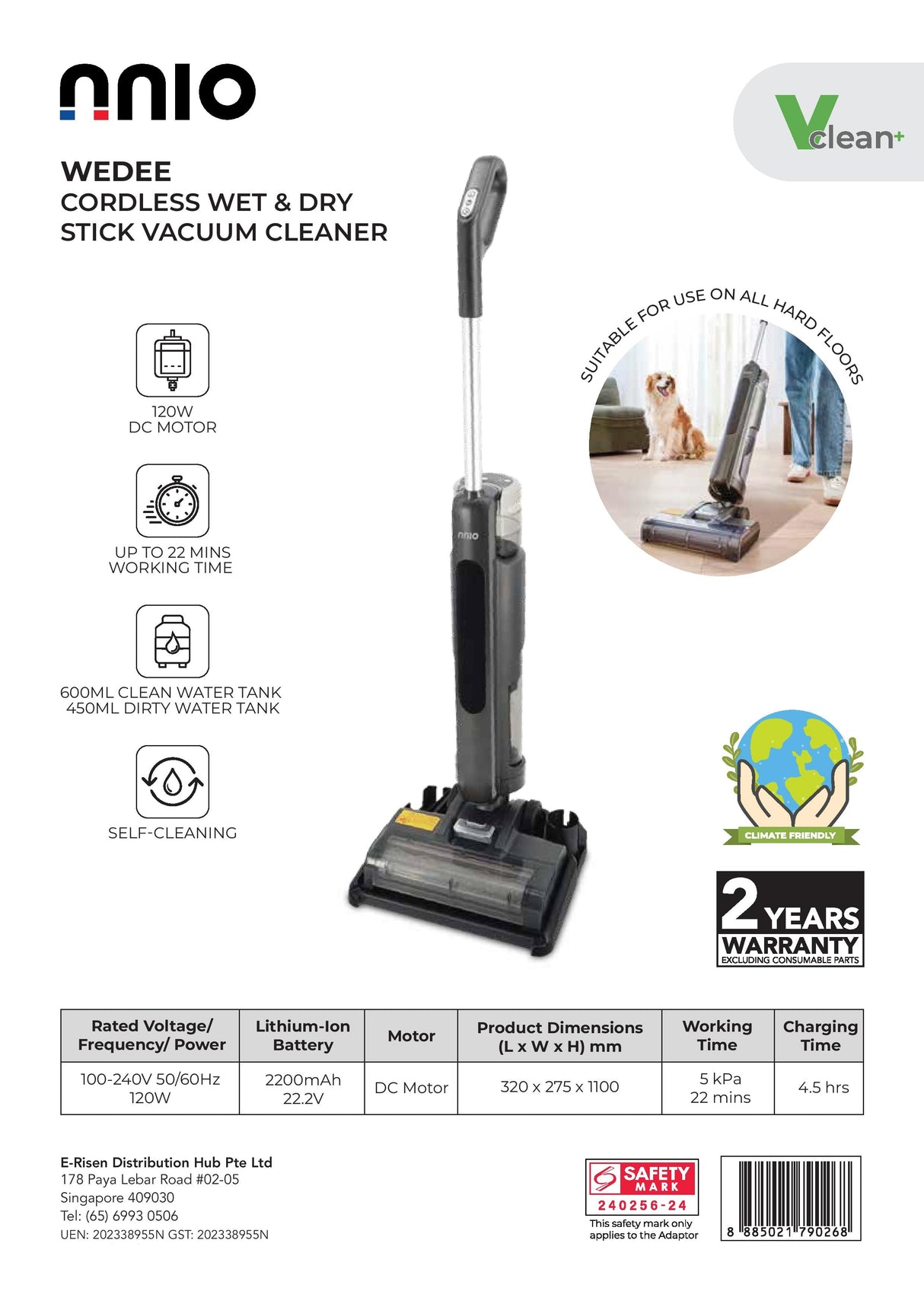NNIO WEDEE Cordless Wet & Dry Stick Vacuum Cleaner