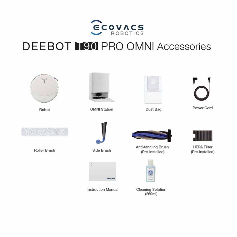 FREE 1 x Cleaning Solution + 1 x Antibacterial Buddy Kit - ECOVACS T90 PRO DEX95 Omni Robotic Vacuum Cleaner - 2 colors are available