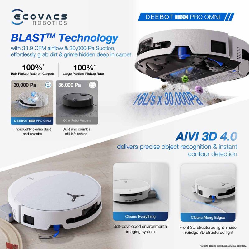 FREE 1 x Cleaning Solution + 1 x Antibacterial Buddy Kit - ECOVACS T90 PRO DEX95 Omni Robotic Vacuum Cleaner - 2 colors are available