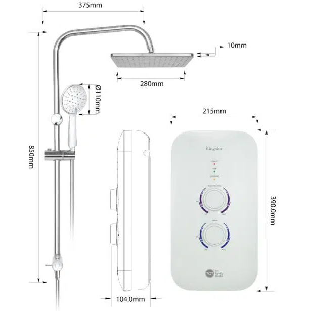 707 Kingston Instant Water Heater with Rain Shower