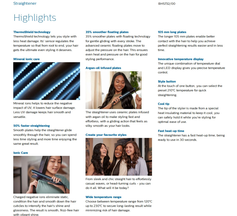 Philips BHS732/00 Hair Straightener 7000 Series