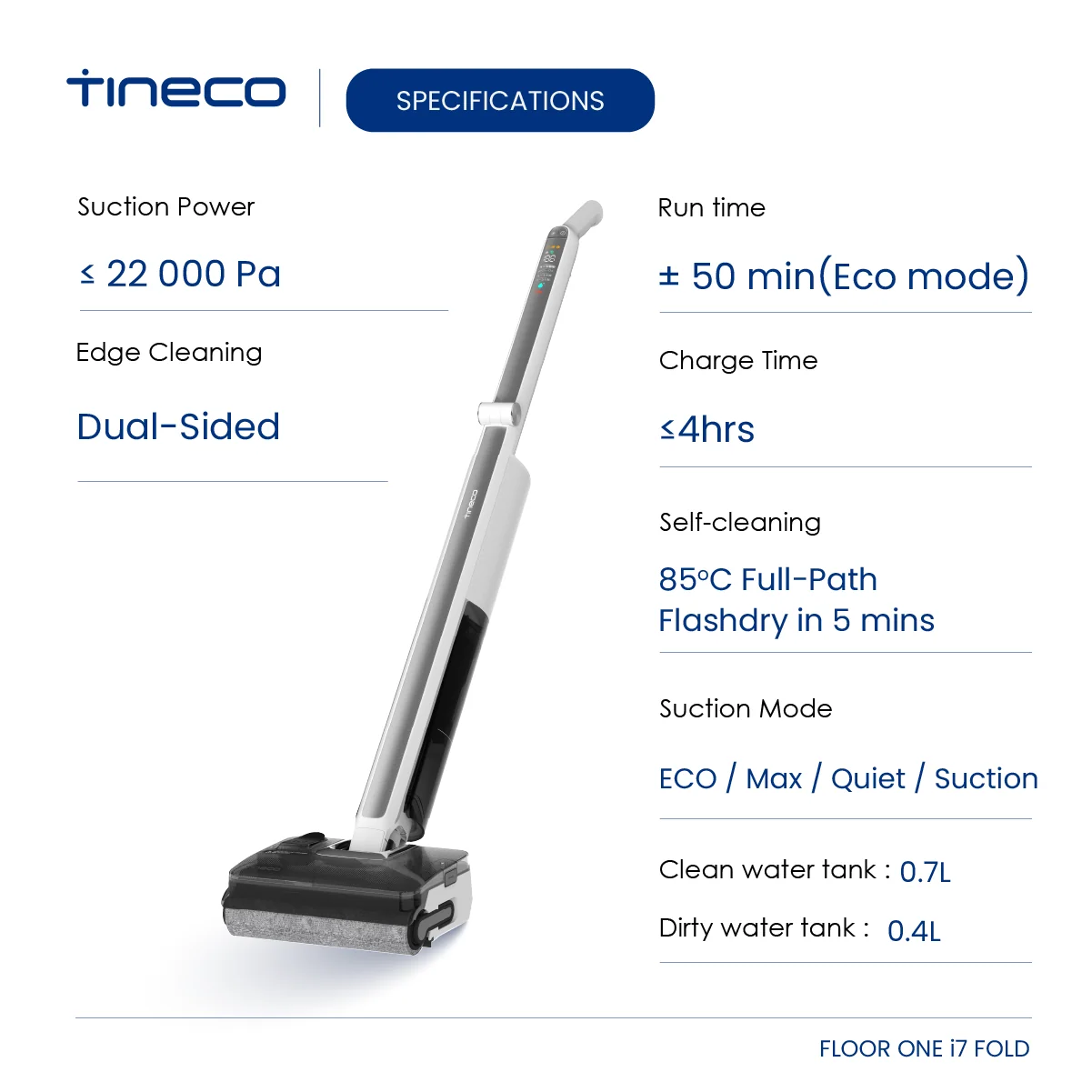 FREE 2 x Cleaning Solution - Tineco Floor One i7 Fold Wet & Dry Vacuum Cleaner