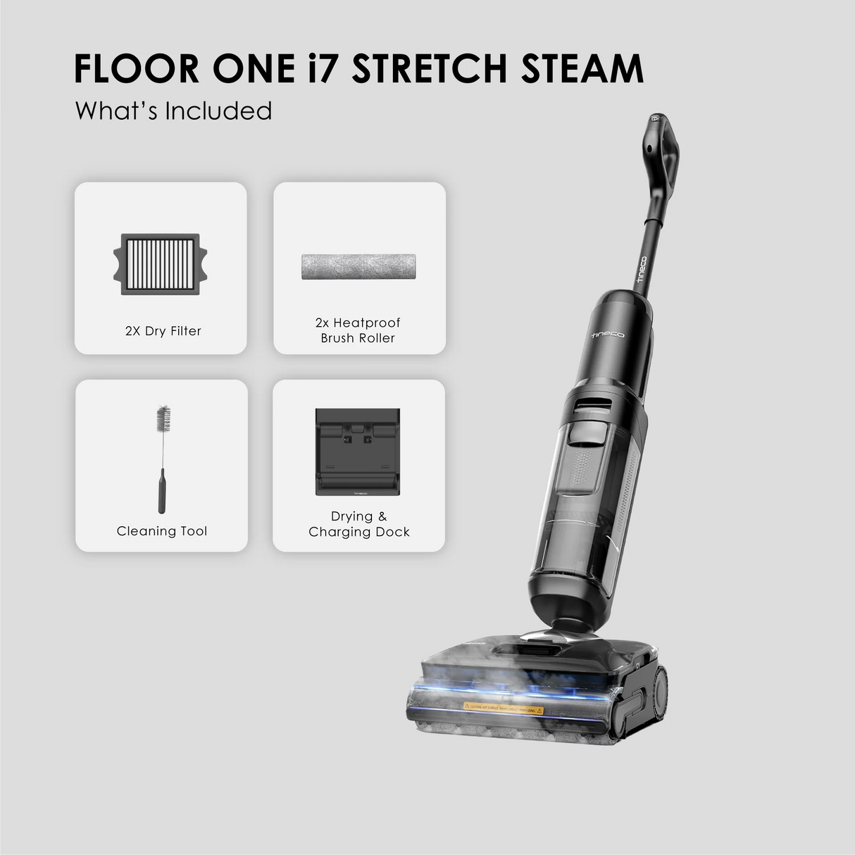 FREE 2 x Cleaning Solution - Tineco Floor One i7 Stretch Steam Smart Wet & Dry Vacuum Cleaner