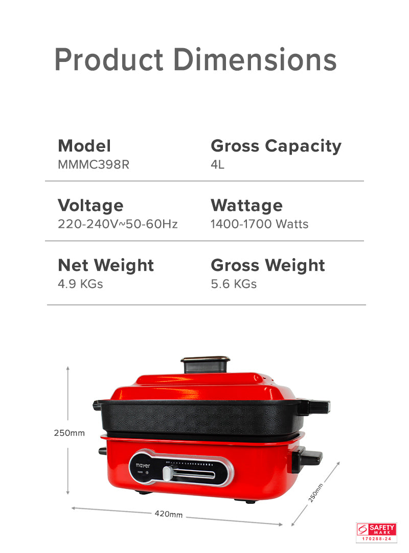 Mayer MMMC398R Multi-Cooker 4L