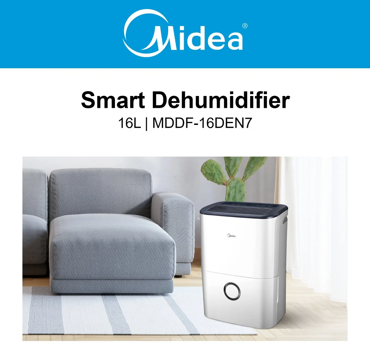 Midea MDDF-16DEN7 Smart Dehumidifying Dehumidifier, 16L