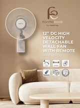 Mistral MWF1257DR DC High Velocity Detachable Wall Fan with Remote 12 Inch