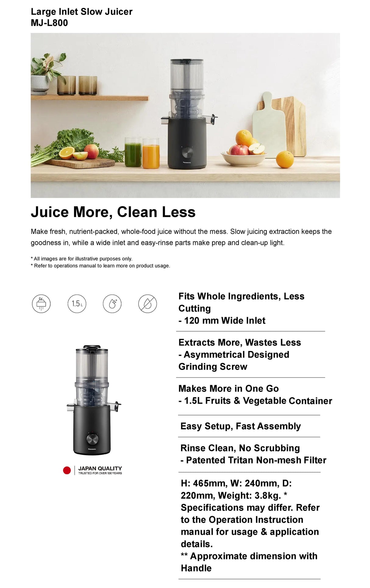 Panasonic MJ-L800KSK Slower Juicer