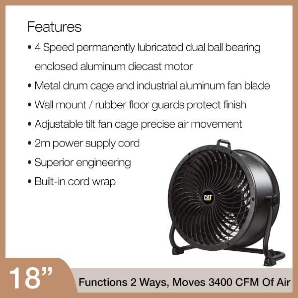 Caterpillar HVD-18AC High Velocity Drum Air Circulator Fan 18 Inch