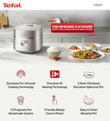 Tefal RK887 Mini Far Infrared Induction Heater Rice Cooker- 1L Capacity, 12 Cooking Modes, 2mm Non-Stick Pot