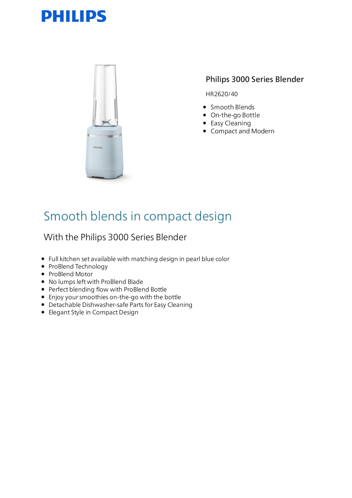 Philip HR2620/40 3000 Series Blender 0.6L