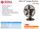 Sona SAF 6912 | SAF6912 Antique Desk Fan 12 Inch