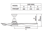 Mowe MW368F Remote DC Smart Ceiling Fan 36 Inch with Light + Free Basic Installation