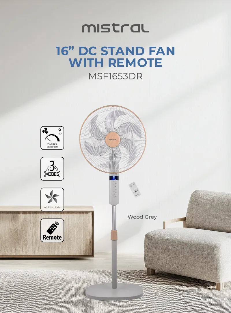 Mistral MSF1653DR-WG DC Stand Fan With Remote 16 Inch