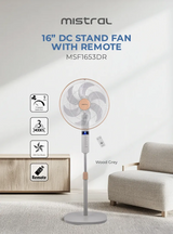 Mistral MSF1653DR-WG DC Stand Fan With Remote 16 Inch