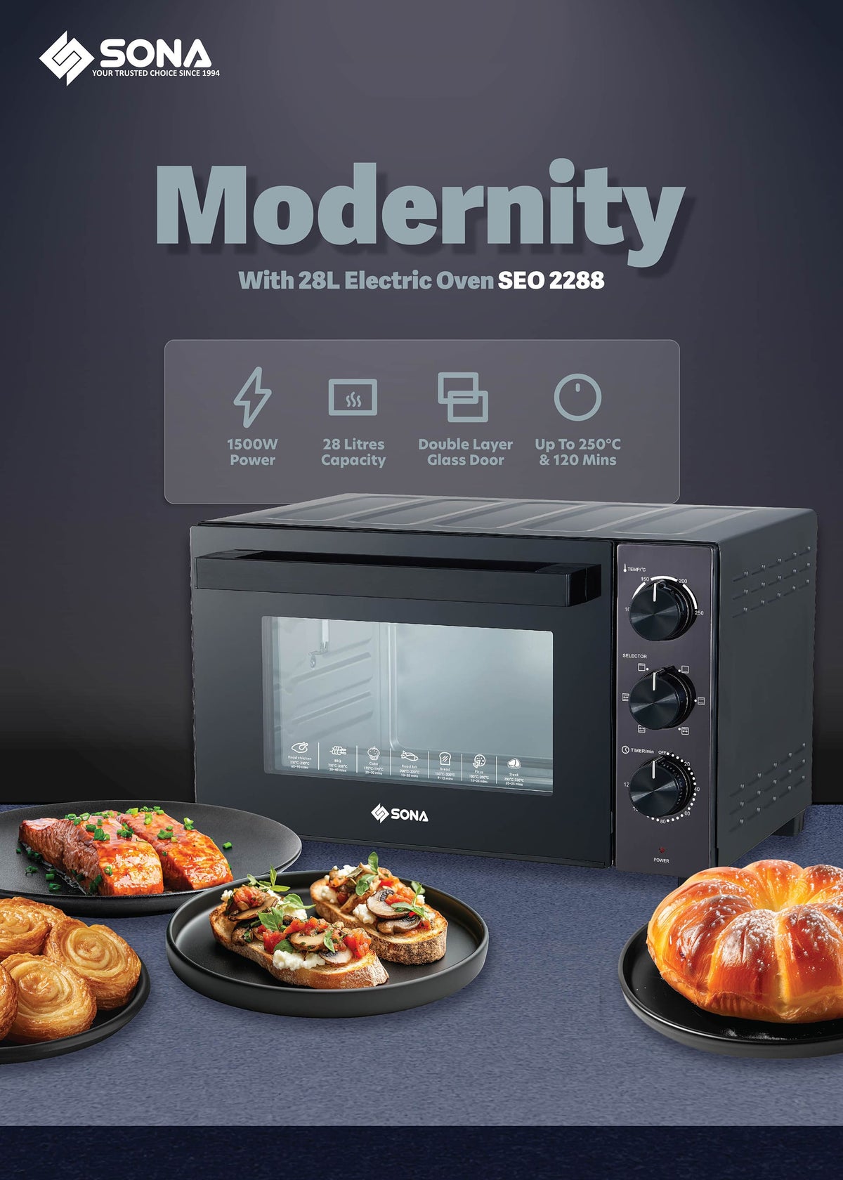 2288 Sona SEO 2288 | SEO2288 Electric Oven 28L – ET SOUND ENTERPRISE PTE LTD