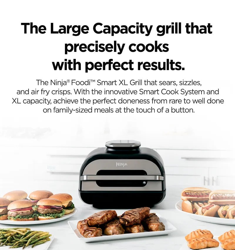 Ninja AG551 Foodi Smart XL Indoor Grill & Air Fryer with Digital Probe, Roast, Bake, Broil Dehydrate & Reheat