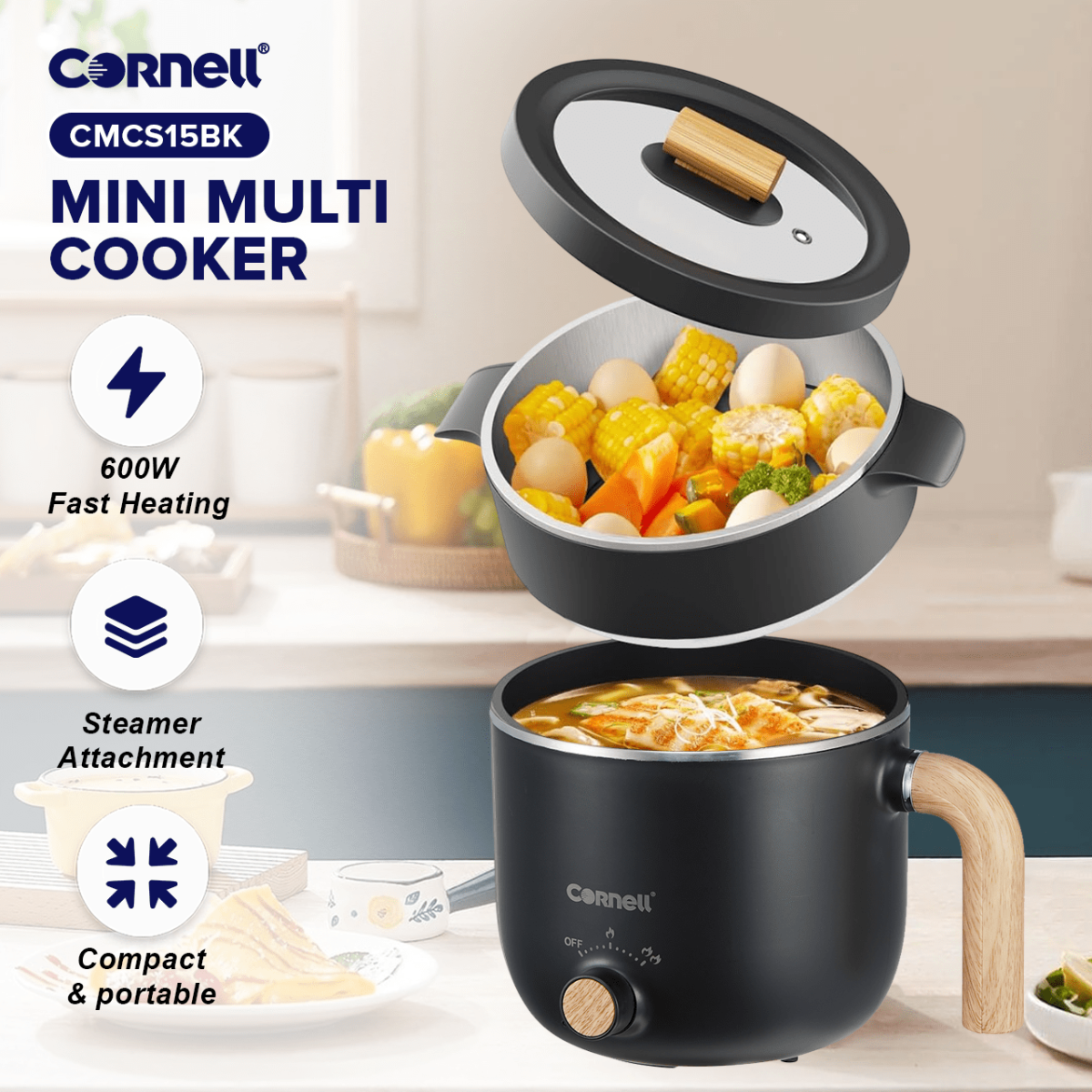 Cornell CMCS15BK Multi-Cooker 1.5L