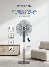 Mistral MSF1842DR-BK DC Stand Fan 18 Inch