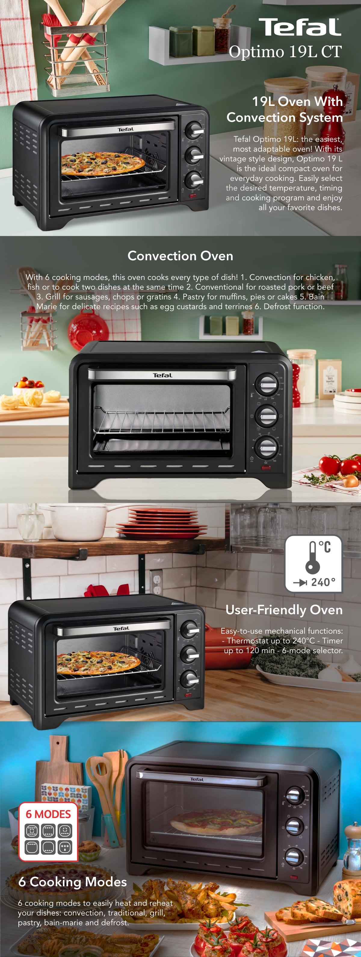 Tefal OF4448 Compact Size Optimo Oven 19L