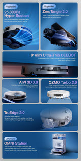 FREE 1 x Cleaning Solution + 1 x Antibacterial Buddy Kit - ECOVACS T50S PRO DEX69 Omni Robotic Vacuum Cleaner - 2 colors are available