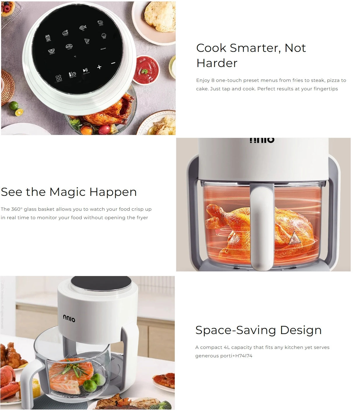 NNIO N4090GAF Digital Glass Air Fryer 4L
