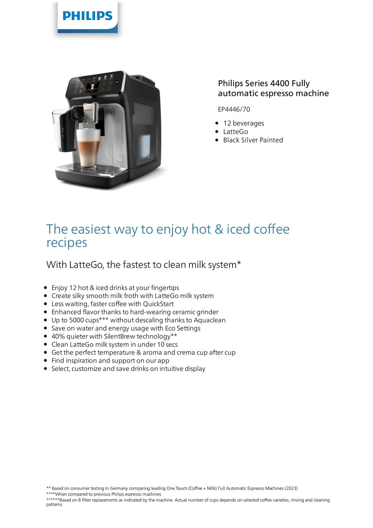 Philips EP4446/70 Series 4400 Fully Automatic Espresso Machine