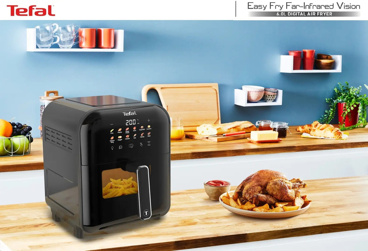 Tefal EY8218 Easy Fry Far-Infrared Vision Digital Air Fryer with Window 6L