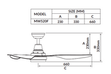 Mowe MW520F Remote DC Smart Ceiling Fan 52 Inch with Light + Free Basic Installation