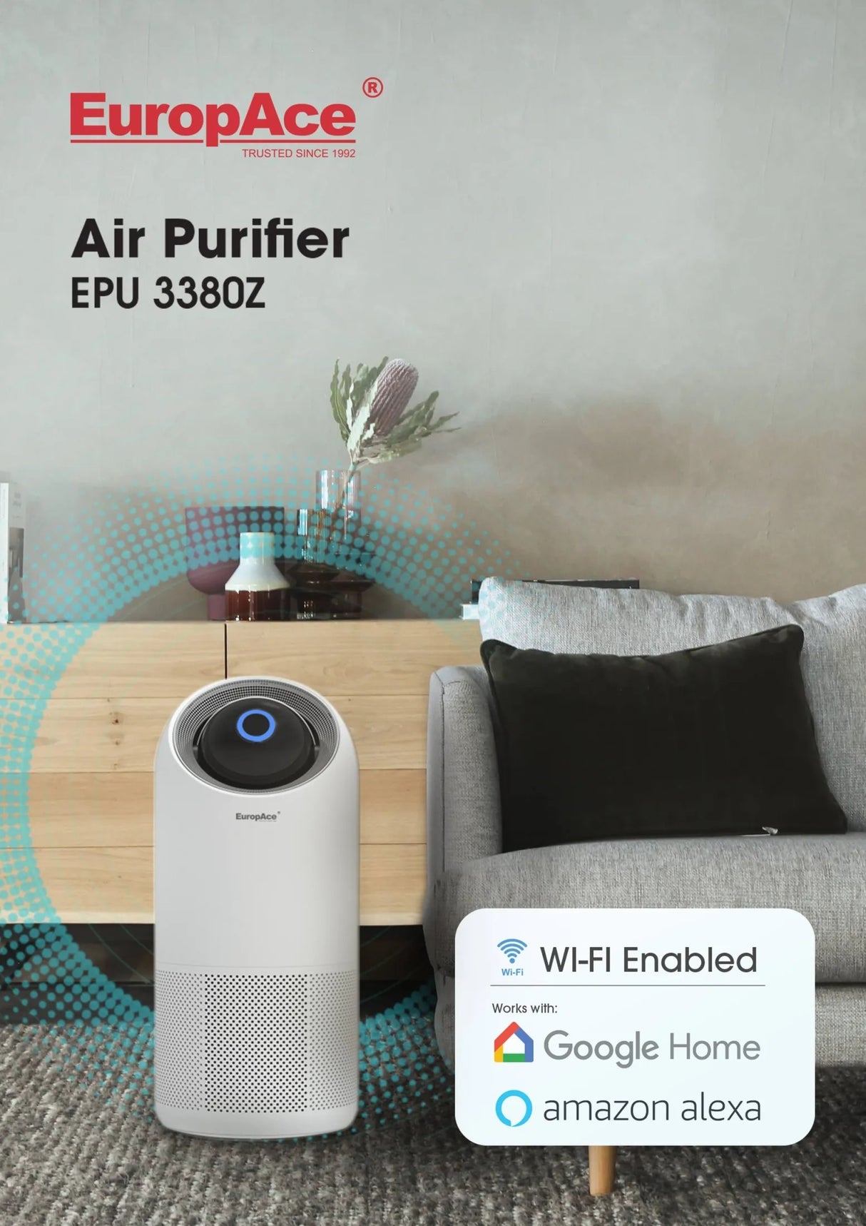 Europace EPU 3380Z | EPU3380Z HazePRO Smart Air Purifier with UV Care