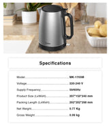 Midea MK-1703M | MK1703M Stainless Steel Fast Boiling Electric Kettle 1.7L