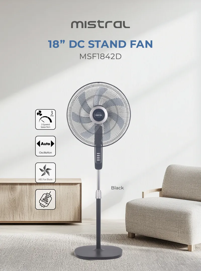 Mistral MSF1842D-BK DC Stand Fan 18 Inch
