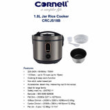 Cornell CRCJS18B Jar Rice Cooker 1.8L