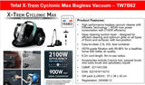 Tefal TW7B62 X-Trem Cyclonic Max Bagless Vacuum 900W (2100W Effiwatts)