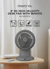 Mistral MHV603DR DC High Velocity Desk Fan With Remote 6 Inch
