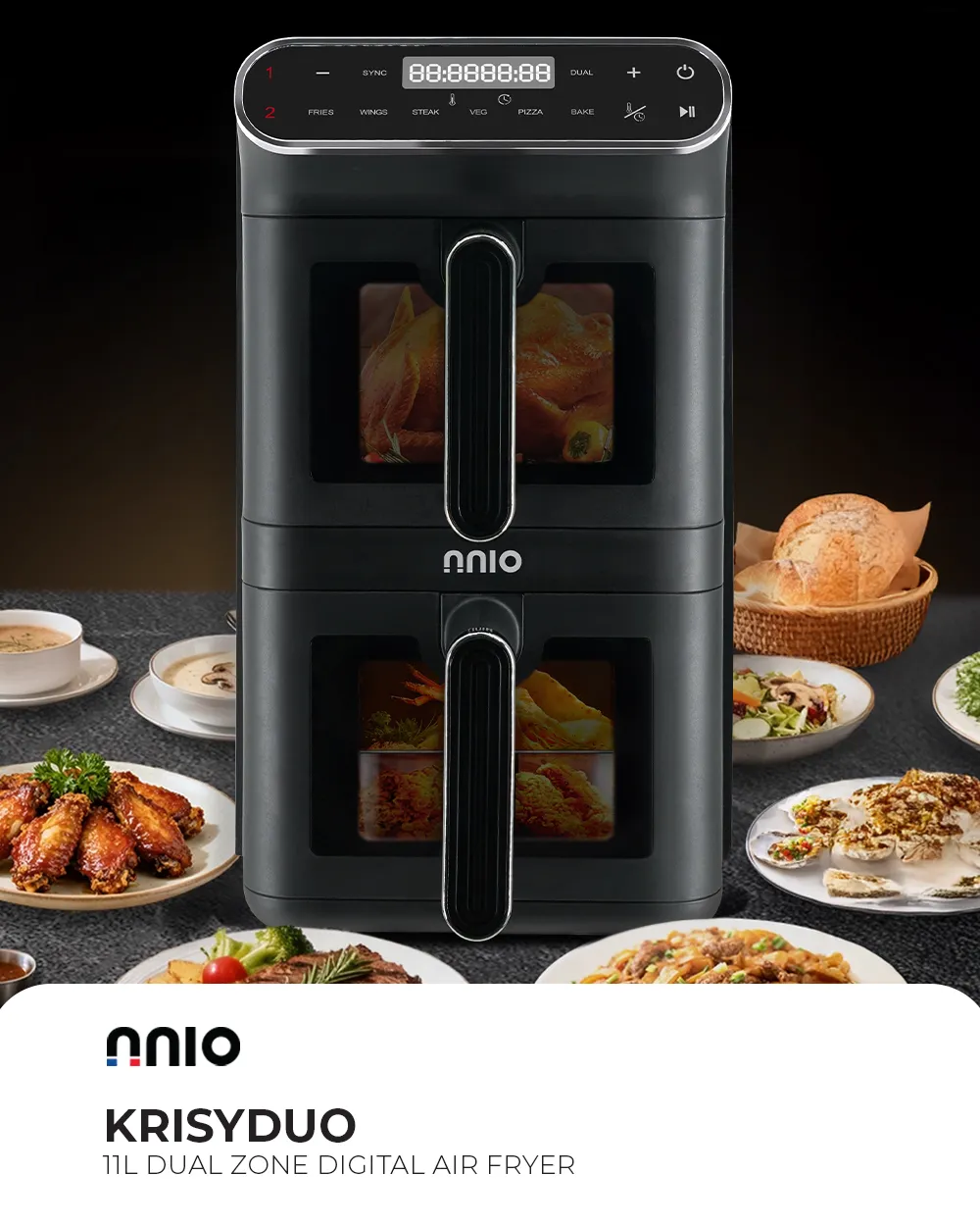 NNIO KRISPYDUO Dual Zone Digital Air Fryer 11L