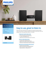 Philips TAM3205 | TAM3205M2/12 Micro Music System Bluetooth® CD, USB, FM, Audio In 20W