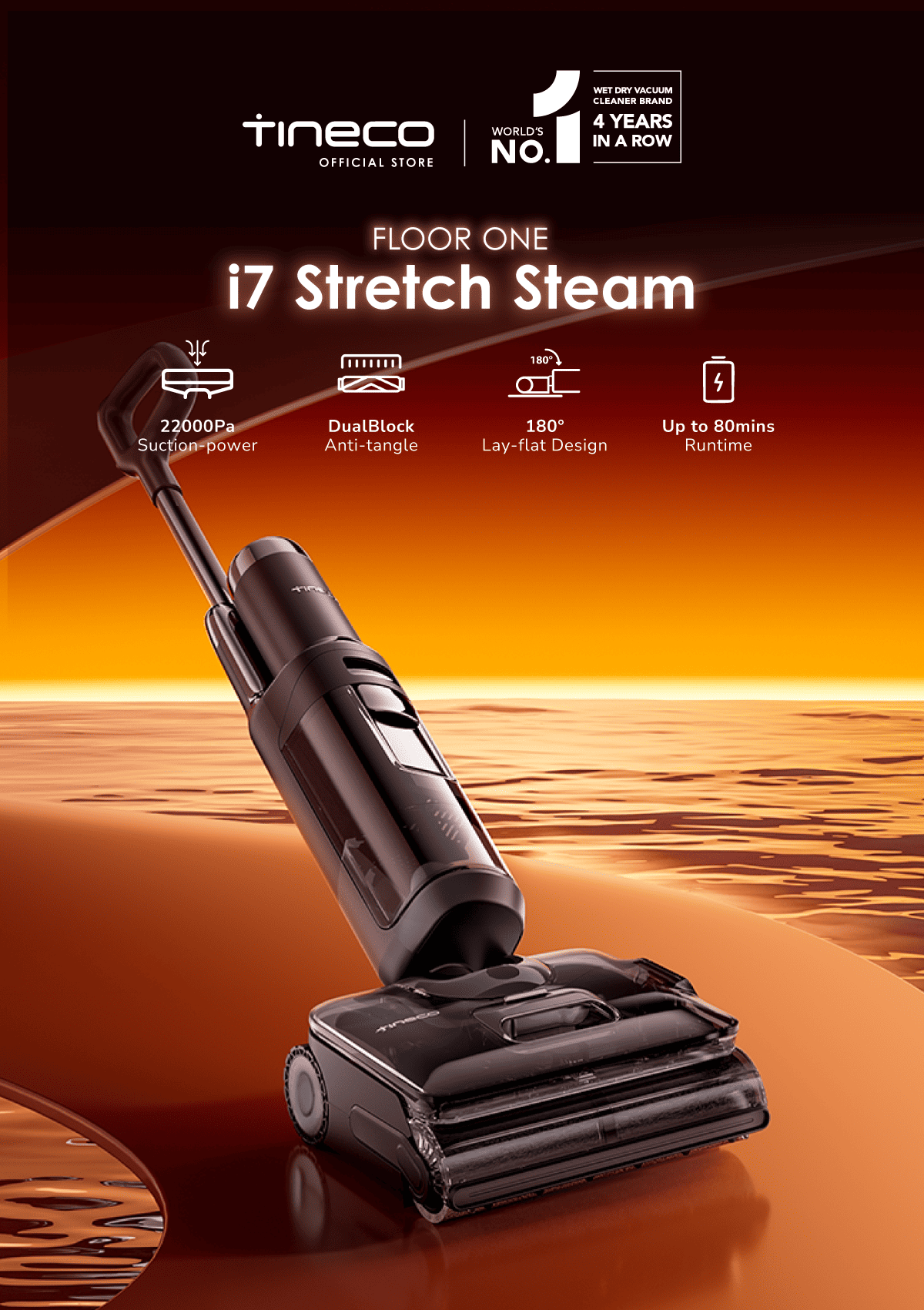 FREE 2 x Cleaning Solution - Tineco Floor One i7 Stretch Steam Smart Wet & Dry Vacuum Cleaner