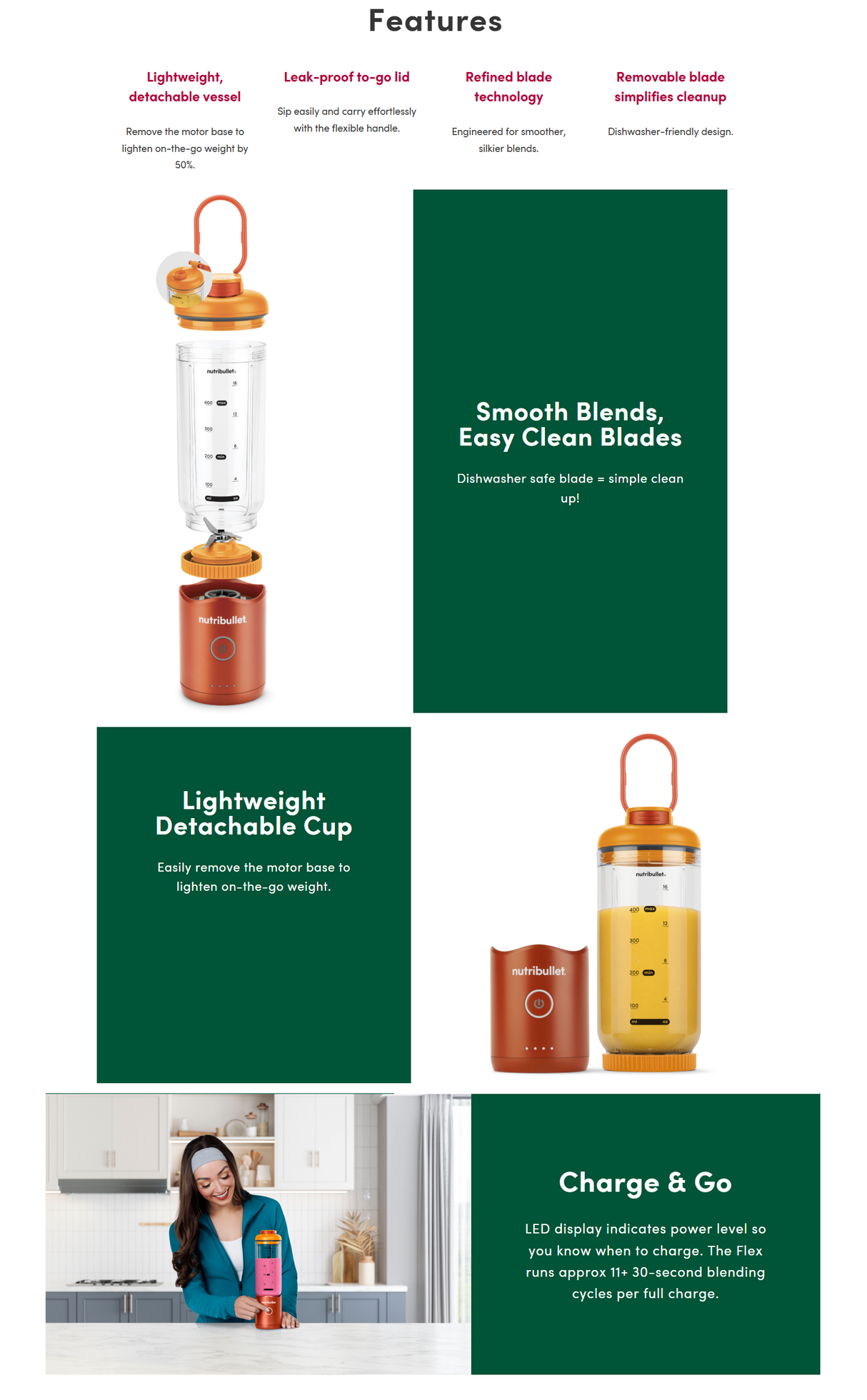 Nutribullet NPB013 Flex Portable Blender 590ml - 3 Color Options are Available