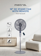 Mistral MSF1612DR-GY DC Stand Fan With Remote 16 Inch