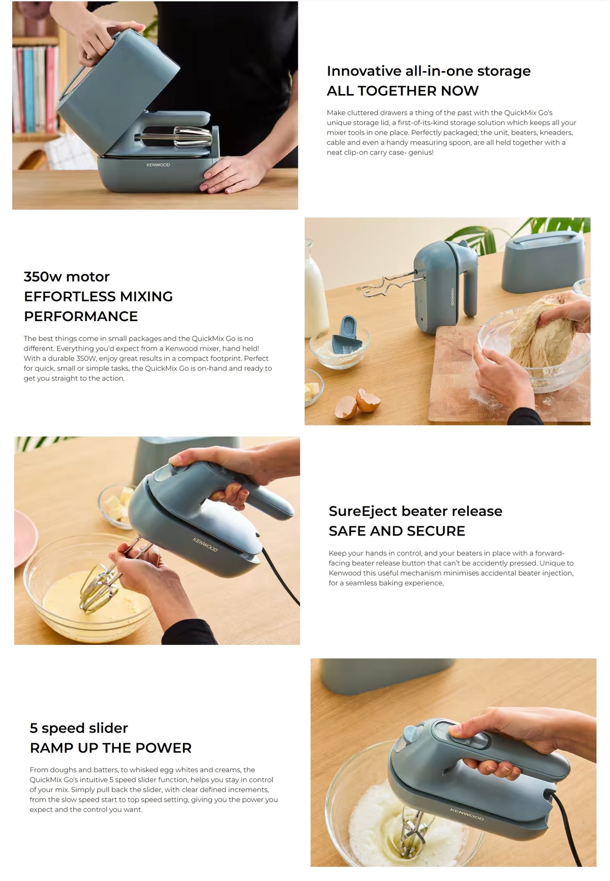Kenwood HMP40.000GY QuickMix Go - Storm Blue Hand Mixer