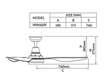 Mowe MW600F Kronus Remote DC Smart Ceiling Fan 60 Inch with Light + Free Basic Installation